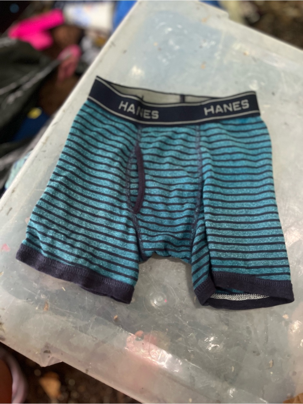 Hanes Teal & Navy Striped Kids Boxer Briefs